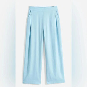 Madewell Pull-On Linen Blend Light Blue Straight Crop Pant Size 2